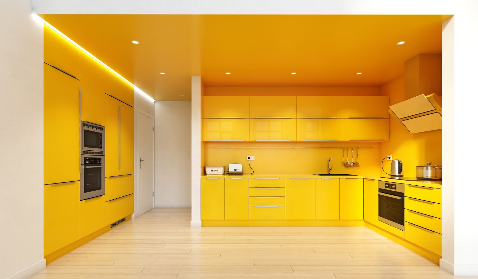 Modular kitchen with color pattern